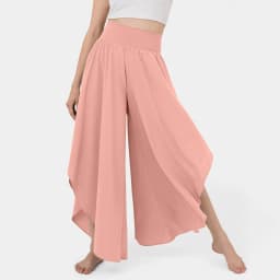Women's Flowy Large Size Palazzo Pants Irregular Hem High Waist Casual Cropped Pants Summer Lightweight Elastic Beach Pants