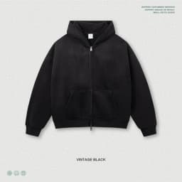 ZODF Retro Winter 400gsm Monkey Washed Fleece Zipper Hoodie Unisex Boxyfit Distressed High Street Hooded Jackets Outwears HY1330