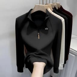 2026 New Half-Neck Half-Zip Long-Sleeved Women's Sweater for Layering or Solo Wearing in Autumn for Fitness 1