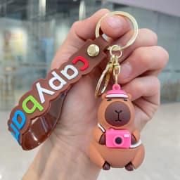 Capybara Keychain PVC Soft Key Accessories Cute Party Gifts for Christmas for Boys and Girls Key Buckles Metal