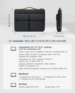 Inateck 360 ° all-round protection laptop bag case Compatible with 13 inch MacBook Air M4 2025, M3/M2/M1 2024-2012, 14 MacBook Pro M4/M3/M2/M1 Pro/Max 2024-2021, surface Laptop 2017/4/3/2, LB02011-13_black Gray