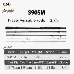 TSURINOYA LURE VALLEY 5 Section Spinning Casting Fishing Rod 1.98m 2.08m 2.28m 2.44m 2.7m FUJI A Guide travel versatile Bass Rod