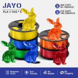 JAYO PLA Filaments 5 Rolls/ 3D Printer Filament 1.75mm FDM 3D Printer Materials Neatly Wound High Toughness for FDM 3D Printer