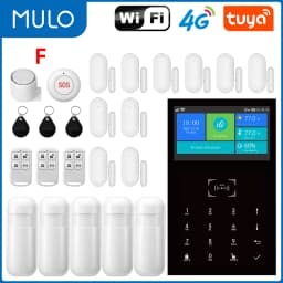 MULO 4G alarm Tuya Smart Home Alarm System WIFI GSM 4.3 inch Temperature Humidity Display PG-109 For Alexa & Google Burglar Home