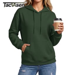 TACVASEN Women Fleece Lined Pullover Hoodie Solid Color Warm Hooded Sweatshirt with Kangaroo Pocket Adjustable Drawstring Casual