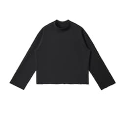 Personalized LOGO custom 350G cotton men's BOXY short and wide half-high neck long-sleeved hem burr sweater