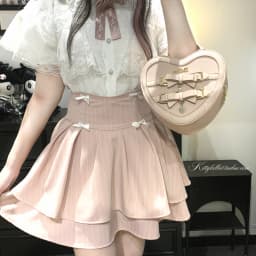 Japanese Mines Style Sweet Cute Double-layer Mini Skirt Bow High Waist A-line Striped Versatile Lolita Short Skirt Women Summer