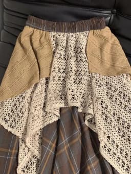 Harajuku Japanese Popular Versatile Hollow Plaid Irregular Design Splicing Skirt Women's Casual Street Fashion Knee-length Skirt