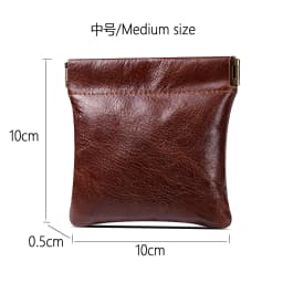 3 Size Options Genuine Leather Squeeze Coin Purse, Automatic Closing Jewelry Pouch, Multi-Size Mini Storage Bag for Small Items