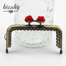 KISSDIY 10pcs 8.5CM Rose Head Pattern Purse Frame Antique Bronze Square Shape Bag Kiss Clasp Lace Metal DIY Bag Accessories