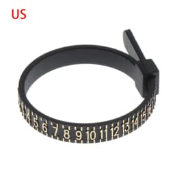 Black Plastic Ring Sizer Measure Sizes 1-17 Finger Gauge Genuine Tester Wedding Ring Band With Magnifier Jewellery Measure Tool