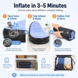 Inflatable Flocking Lazy Sofa Set with Foot Stool Portable Foldable Air Sofa Chair for Indoor Bedroom Outdoor Camping Leisure Furniture