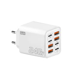 240W GaN 8 Ports Fast Charger UK Plug 4Type‑C PD +4USB‑A Multi Port Wall Charger Power Adapter For iPhone Samsung Xiaomi