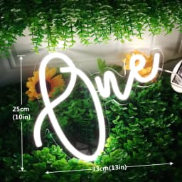 Dimmable LED Neon Sign 'ONE' for Baby's 1st Birthday Party Decor USB Powered Neon Light for Home Bar Stand Art Decoration