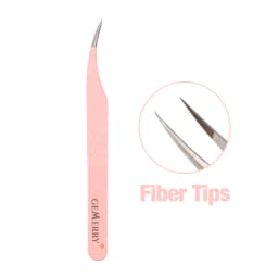 GEMERRY 1 PC Eyelash Tweezers With Fiber Tips Pink Professional Steel High Precision for Volume Fans Lashes Extensions Makeup
