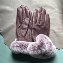 Autumn winter women's genuine leather gloves 100% real rex rabbit fur genuine sheepskin mittens black red blue pink