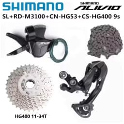 Shimano Alivio M3100 9s Groupset Shifter Lever Long Cage RD-SGS CS-HG400 11-34T HG53 Chain Sunshine 11-36T Cassette For MTB