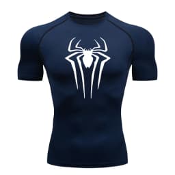 Spider Print Compression Shirts for Men Summer Short Sleeve Rash Guard Gym Workout Tshirt Athletic Quick Dry Undershirts Tops