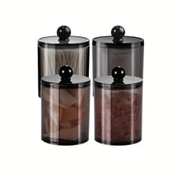 2/3/4 Pack Qtip Dispenser Apothecary Jars Bathroom Jar 10 oz Black Plastic Holder Storage Box for Cotton Ball, Swab Cotton