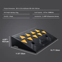 SucceBuy 1/2 Pack Rubber Curb Ramp Threshold Driveway Ramps with Stable Grid Structure for Car Wheelchairs Motorcycles Bikes
