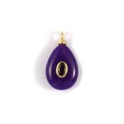 1 Piece Brass & Cubic Zirconia Natural Stone Geometric Charms 18K Gold Plated Olivary Round Pendant For DIY Necklace Making