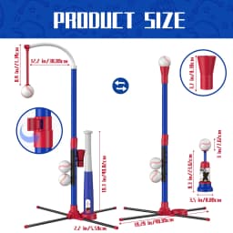 3-in-1 Baseball Set for Kids with Auto Pitching Machine | Tee Ball Stand, Hanging Tee, Ball Launcher and 6 Softballs - Adjustable Height, Indoor/Outdoor Sport Gifts for Boys Girls