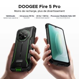 DOOGEE Fire 5 Pro Gemini Ai Rugged Phone 13000mAh Battery Helio G81 24GB RAM (4+20) 128GB ROM 6.6" 90Hz Global Version Smartphones