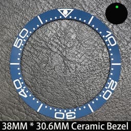 Sloping 38mm * 30.6mm Ceramic/Aluminum Blue Luminous Bezel GMT and Diving Watch Insert Fit for 40mm Watch Case Replacement Watch