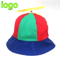 New Custom Logo Parent Child Cotton Helicopter Propeller Bucket Cap Outdoor Unisex Color Matching Sun Protection Fisherman Hat