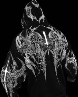 Breathedivinity Fitness Loose Printed Circle Pattern Full-Closure Zippered Hooded Sweatshirt