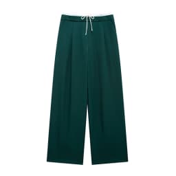 DUOPERI Women Fashion Solid Lace Up Side Zipper Straight Pants Vintage High Elastic Waist Female Chic Lady Trousers
