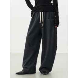 Curved Hem Pants~Wool Elastic Waist Wide-Leg Casual Pants for Women, 2025 Winter Fashionable Thickened Floor-Length Pants