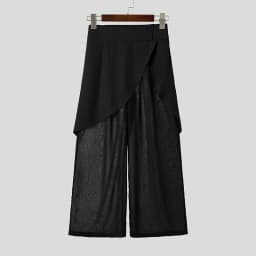 INCERUN Men Pants Mesh Patchwork Wide Leg Trousers For Man Streetwear Loose See Through 2026 Fashion Irregular Pants Pantalones