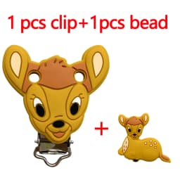 2pcs/set Silicone Cartoon Animal Pacifier Clip Molar Bead DIY Pacifier Chain Jewelry Accessories