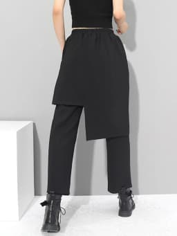 [EAM] High Elastic Waist Black Irregular Long Harem Trousers New Loose Fit Pants Women Fashion Tide Spring Autumn 2026 1DC430