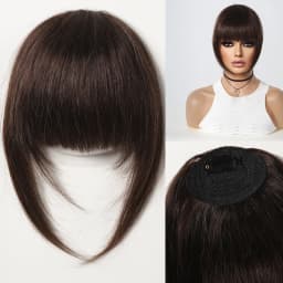 100% Remy Human Hair Fringe Bangs Clips in Natural Black Human Hair 3D Air Fringe Bangs Hairpieces for Women with Thinning Hair
