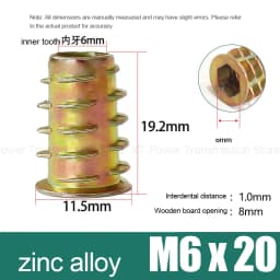 10-100Pcs M4 M5 M6 M8 M10 Zinc Alloy Thread for Wood Insert Nut Flanged Hex Drive Head Furniture Nuts Selection Length 6-30mm