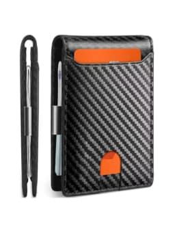 1-Pack | Carbon Fiber Ultra-Thin Men's Wallet RFID Shielding + 11 Card Slots + Transparent Window