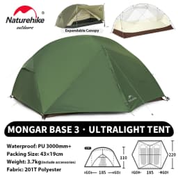 Naturehike Mongar UL PRO 1-3 People Tent 20D Ultralight Travel Waterproof Hiking Survival Outdoor Camping Portable Sun Shelter