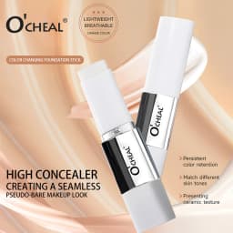 O'CHEAL Temperature Changing Foundation Stick Facial Coverage Blemishes Pores Double-Headed Face Matte Makeup Foundation Cream