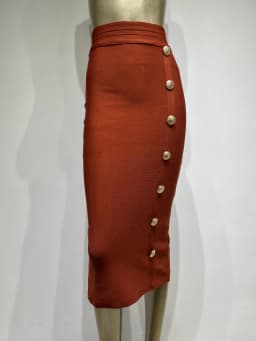 New Arrival Women Button Black Blue Red Bodycon Bandage Skirt 2024 Designer High Waist High Street Party Club Pencil Skirt 75cm