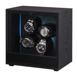 Embers Automatic Watch Winder 4/8/12 Slots Black Wood Grain Design with RGB Light for Rolex Patek Philippe Tissot - Watch Storag