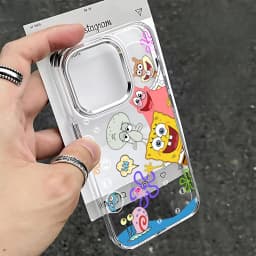 Fun S-SpongeBobs Pinch Butt Phone Case For iPhone 17 16e 16 15 14 13 12 11 mini Pro Max X XR XSMAX 8 7 Air Plus Clear Soft Cover