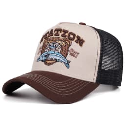 2025 New Bear Eating Fish Street Dance Hip Hop Hat Truck Hat Outdoor Skateboarding Hat Sunshade Baseball Hat Breathable Mesh Hat