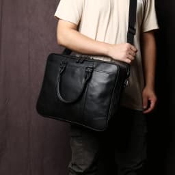 Retro Genuine Leather Handbag Men's Horizontal Large-capacity Messenger Briefcase First Layer Cowhide Business Computer Bag