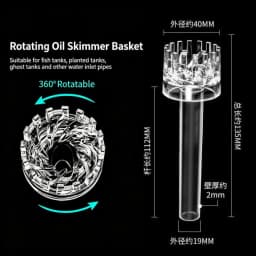 Basket Style Floating Surface Skimmer, Oil Film Remover with Inlet Grille Inlet & Outlet for Mini Planted Aquarium Tank Supplies