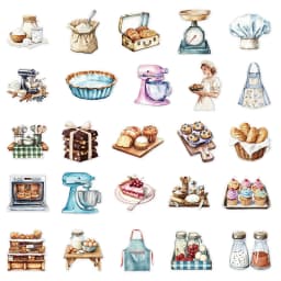 50PCS Baking Theme PET Material Graffiti Stickers DIY Aesthetic Diary Laptop Fridge Suitcase Decoration Scrapbooking Decals Toys
