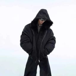 Mens Winter Jacket Furry Patchwork Hooded Cotton Jacket Fashion Casual Outdoor Versatile Comfortable Outerwear Coat 2025 New
