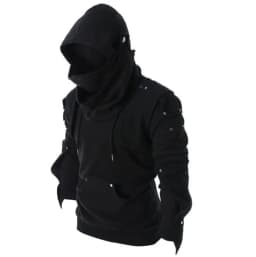 Sweatshirts Men Hoodies Solid Full Sleeve Casual Regular Drawstring Splice Tops Sweatshirt Rivet Pockets Autumn Winter