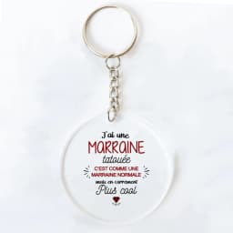 Best Godmother In World Print Keychain Circle Monogram Acrylic Keyring Fashion Key Chain Festive Birthday Gifts for Marraine